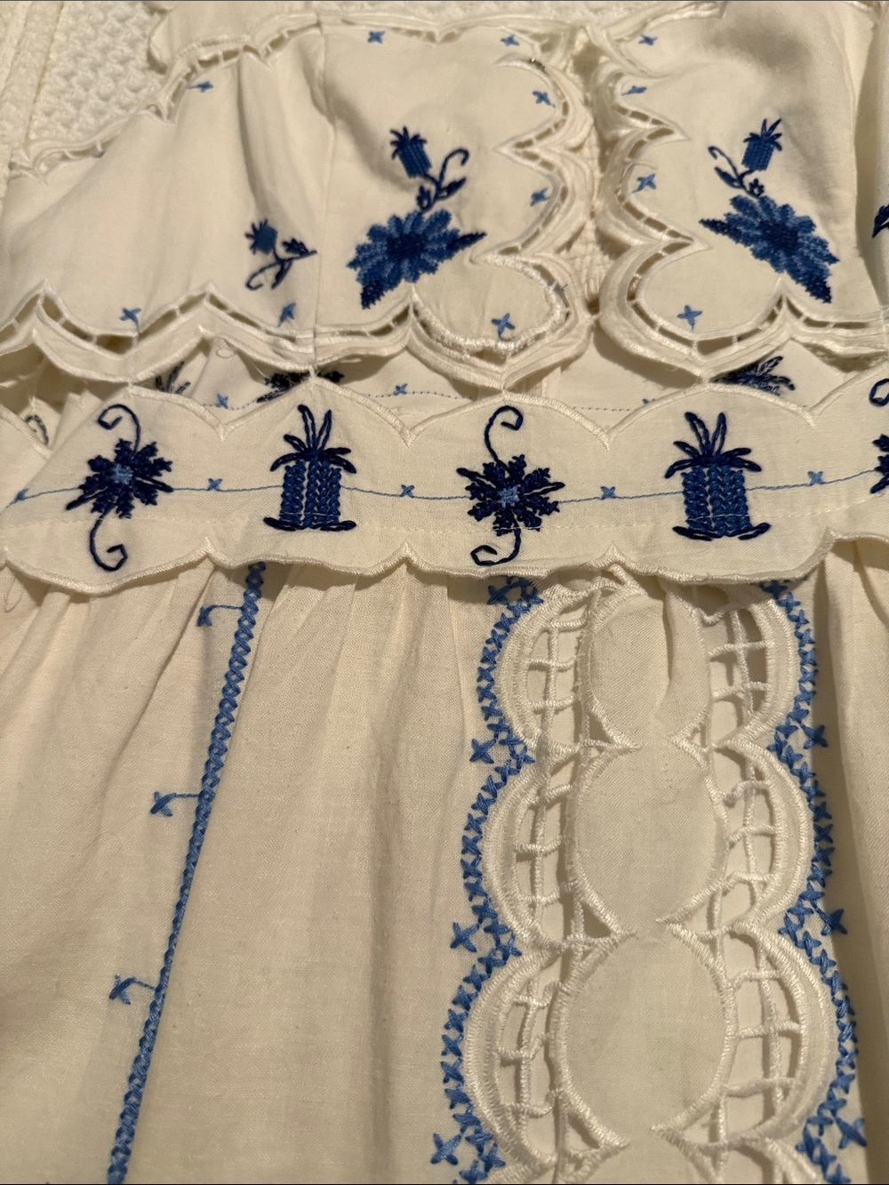 FARM Rio White Maxi Dress with Blue Floral Embroidery - Picture 5 of 10